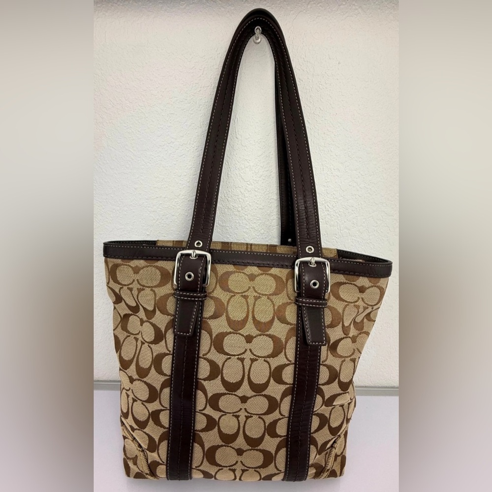 Coach Medium Tote Brown Jacquard